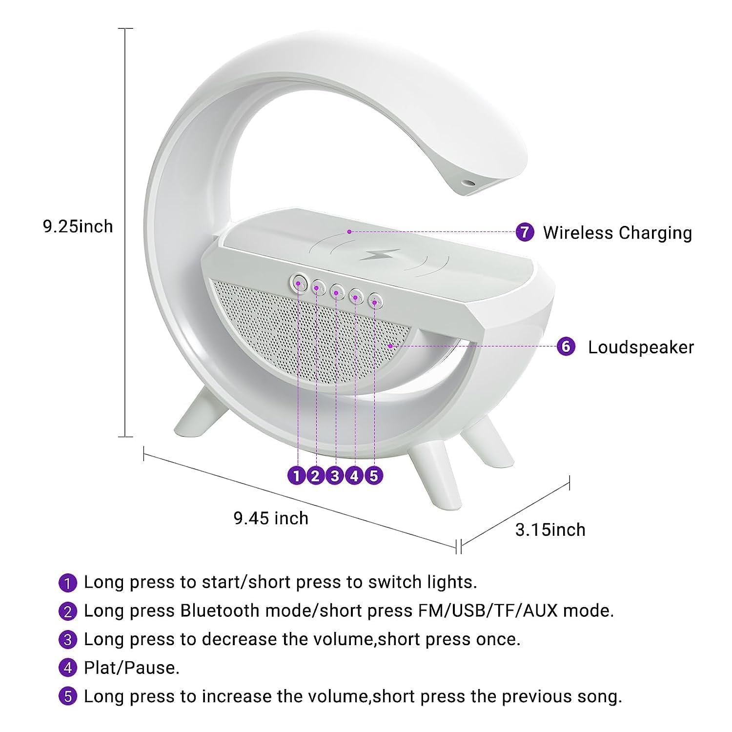 G Shape Ambient LED Lamp with Wireless Charger